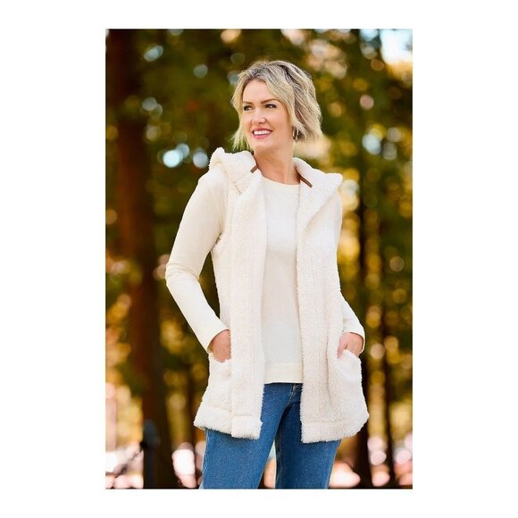 Koolaburra by UGG Cozy Sherpa Hoodi Long Sleeve Tee Birch,Small - Picture 1 of 1